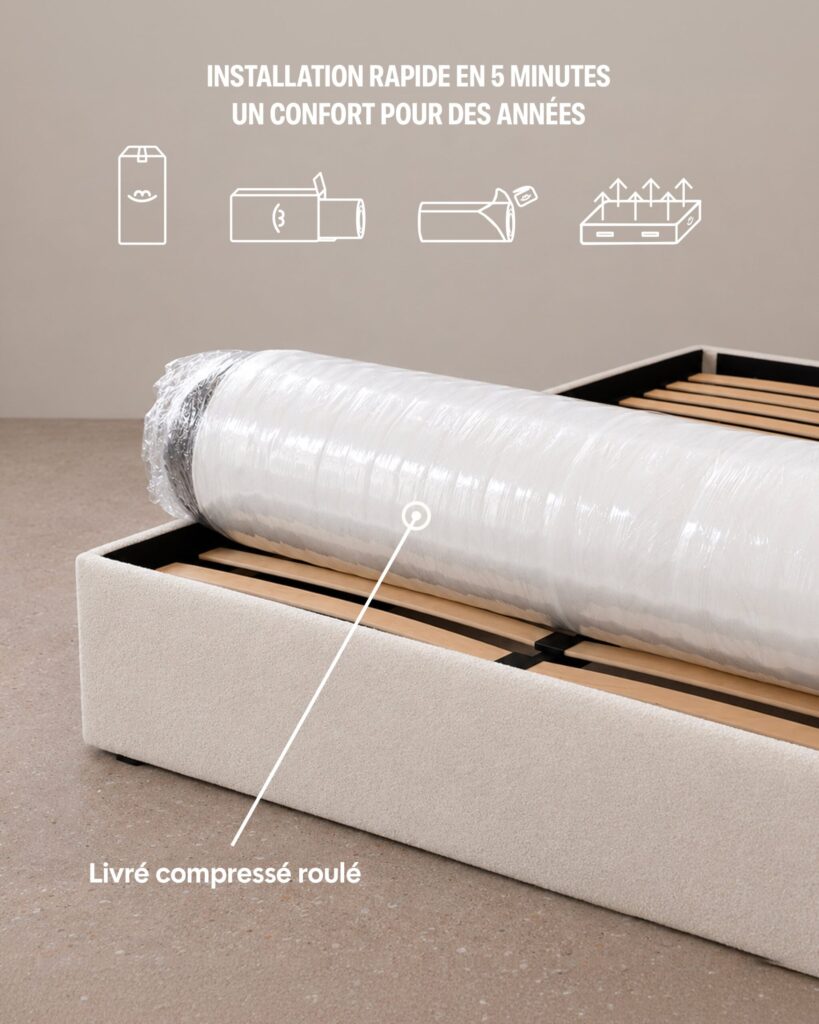 Matelas Morphea Jade+ livré compressé et roulé