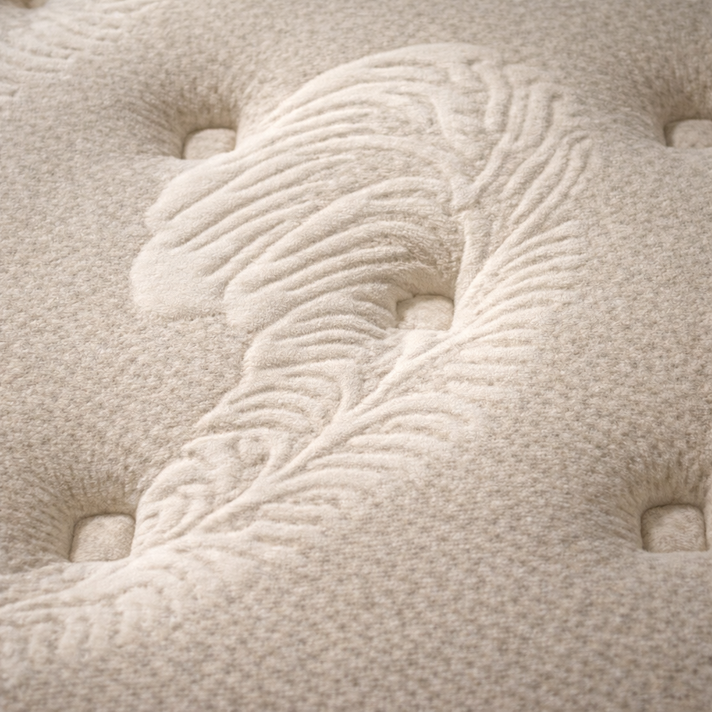 Matelas Bezen Zen Natural, gros plan sur le coutil en fibres naturelles