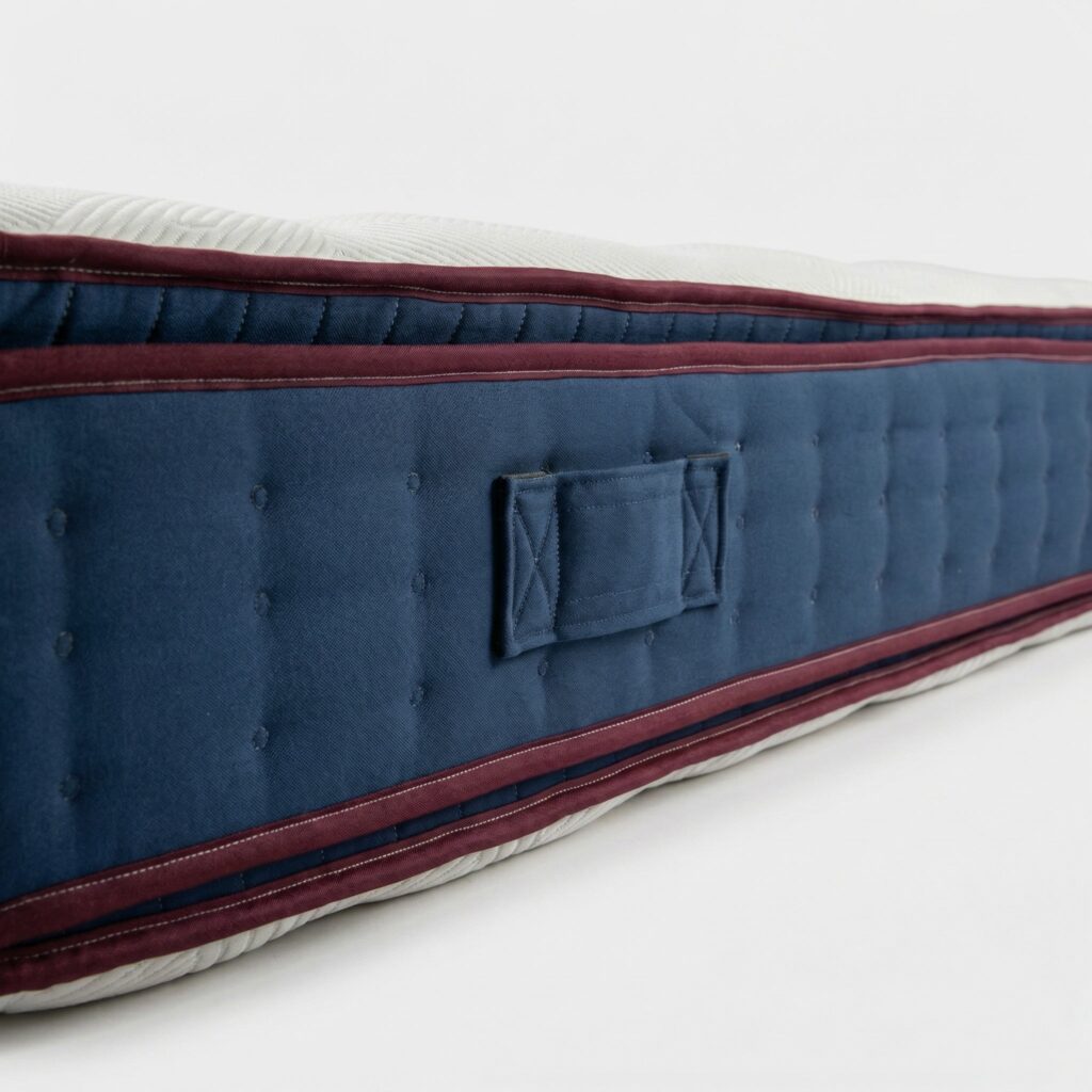 Matelas Bezen Supreme Zen, gros plan sur la platebande et la poignée