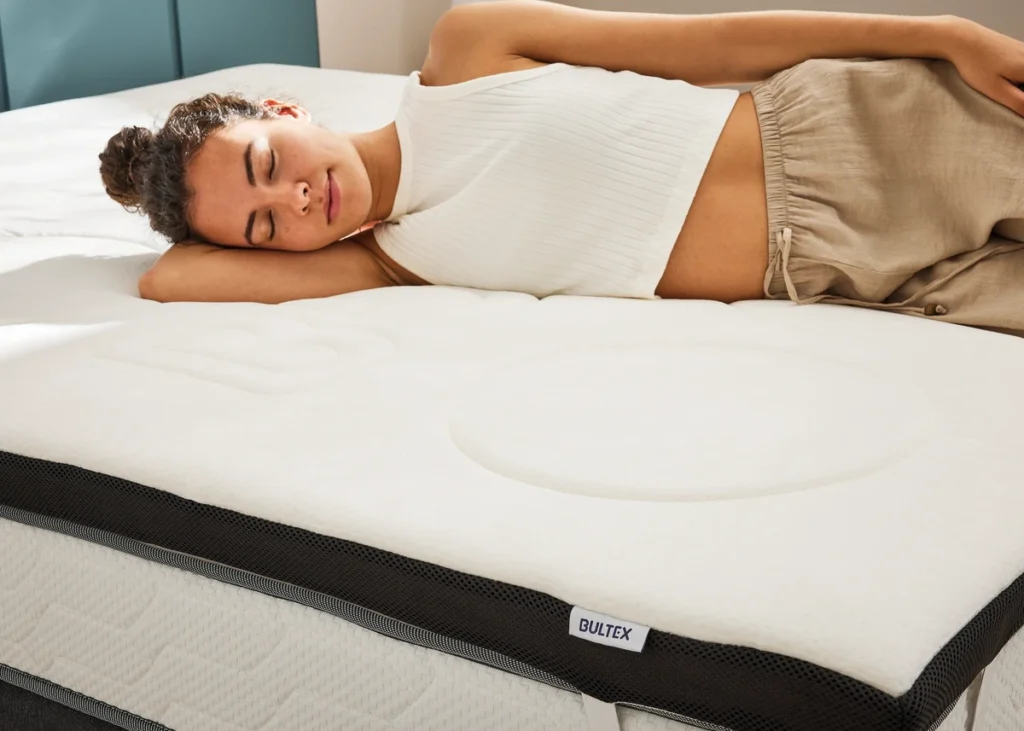 Personne allongée sur le surmatelas Bultex Memomax 7