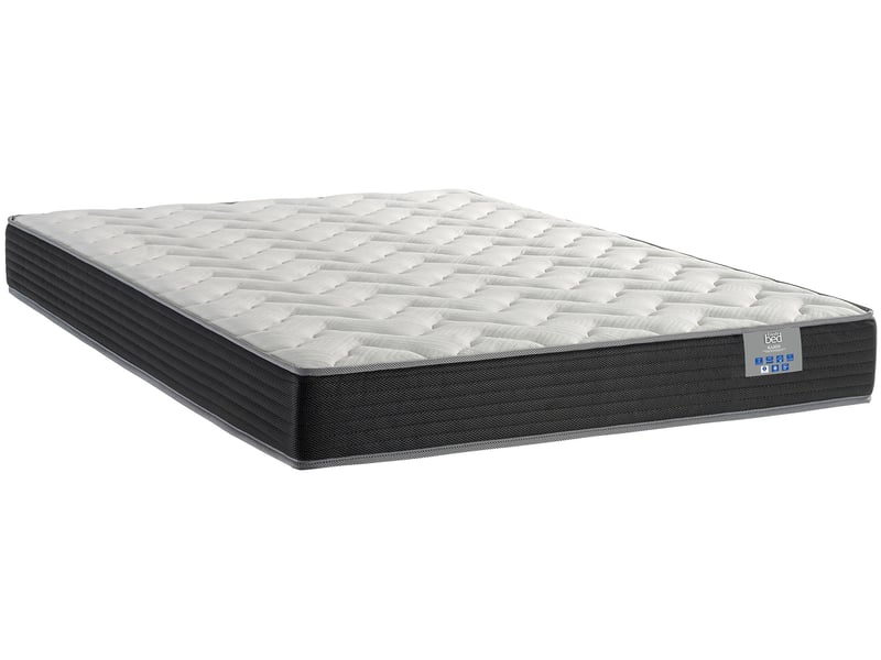 Matelas Confobed Illico vu de trois quarts, bande latérale noire
