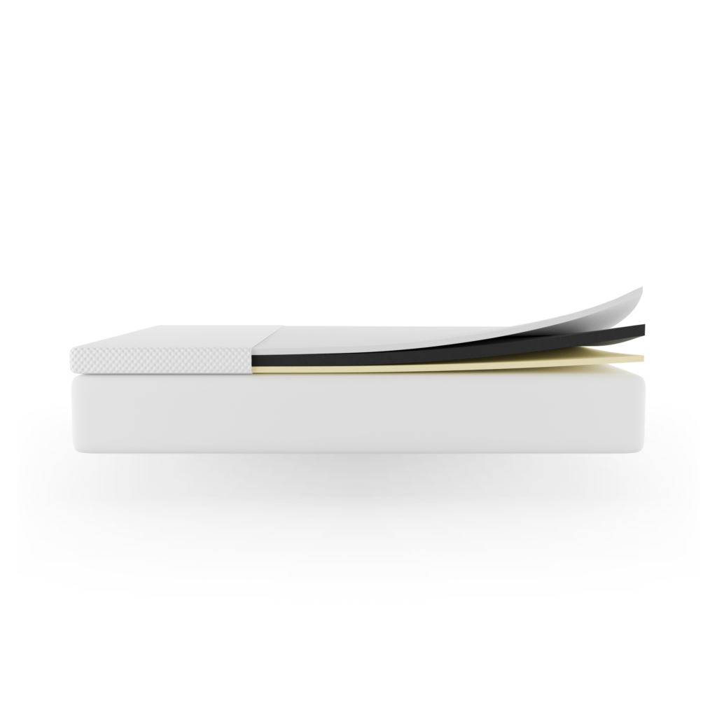 Coupe du surmatelas Premium Slome montrant les deux faces de confort