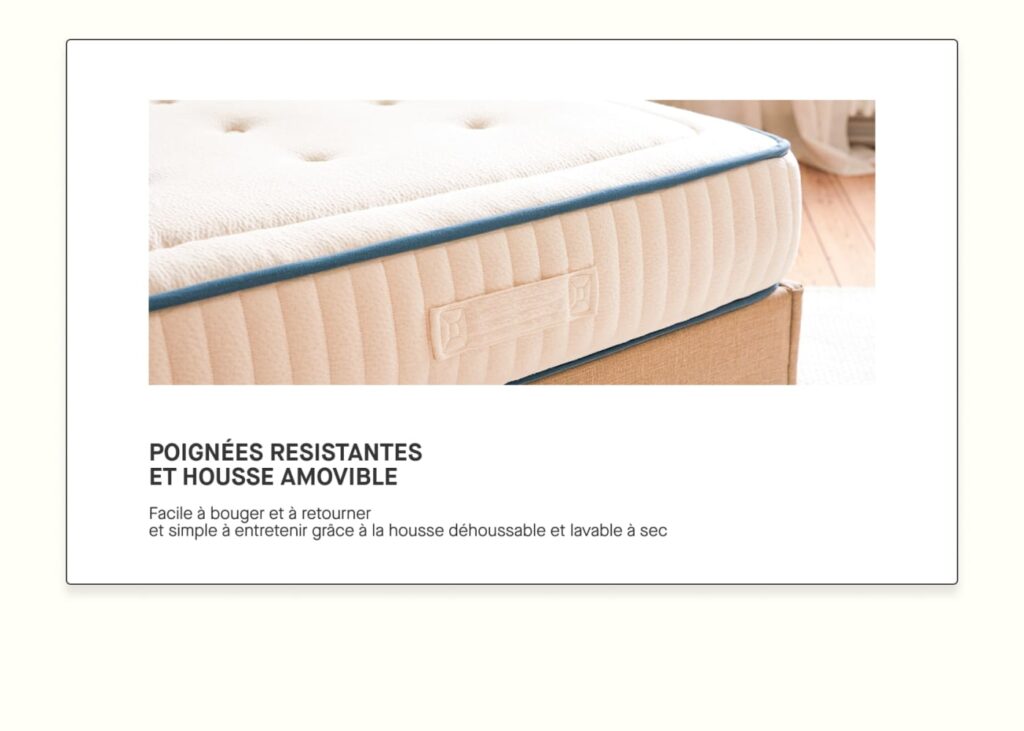 Kipli Latex Naturel Premium, gros plan sur les poignées latérales de la housse