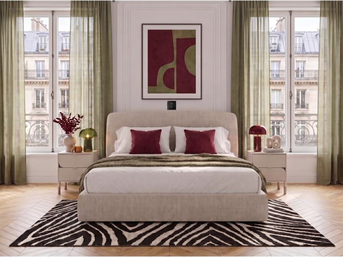 Lit coffre électrique BoBoChic Elixa, détail du tissu texturé