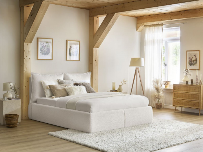 Lit coffre BoBoChic Garance, vue du tissu bouclette