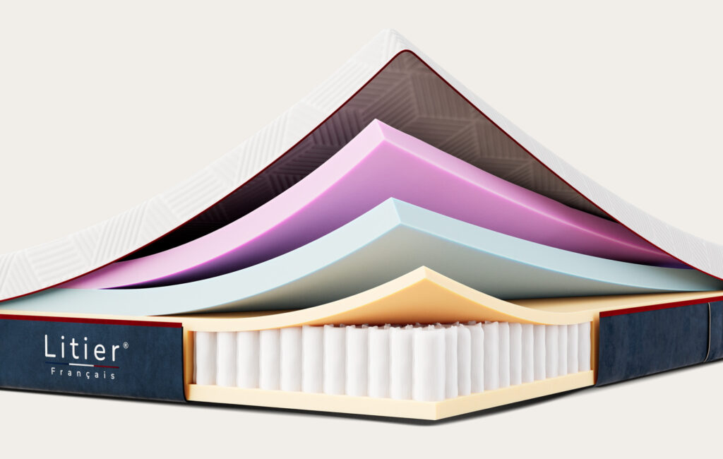 Couches du matelas Hybride Pro 2 Fresh+ : housse, viscogel, mémoire de forme et ressorts