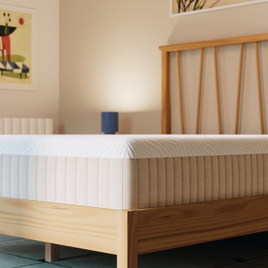 Matelas Hypnia Latex Hybride – gros plan du plateau et de la plate-bande