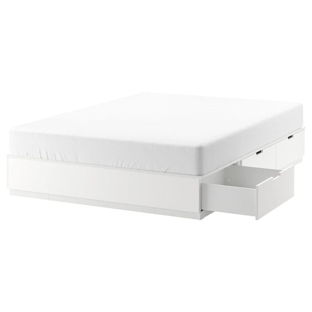 Cadre de lit IKEA NORDLI blanc avec rangement