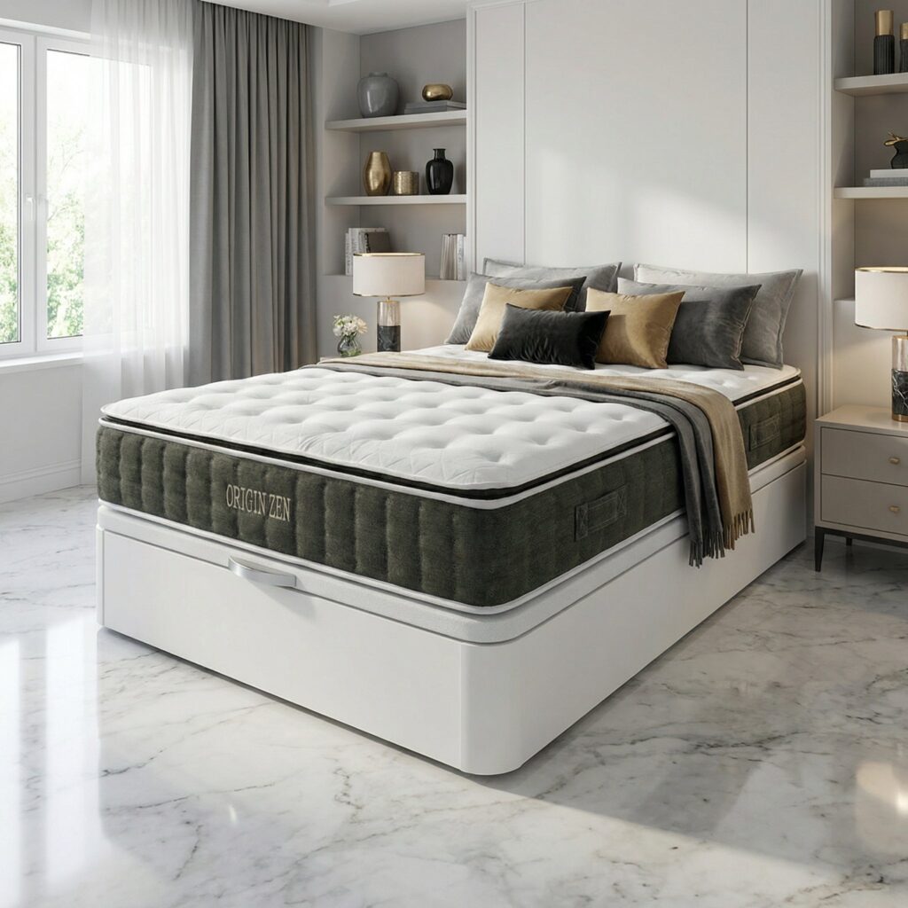 Matelas Bezen Origin Zen, installé sur un lit dans une chambre