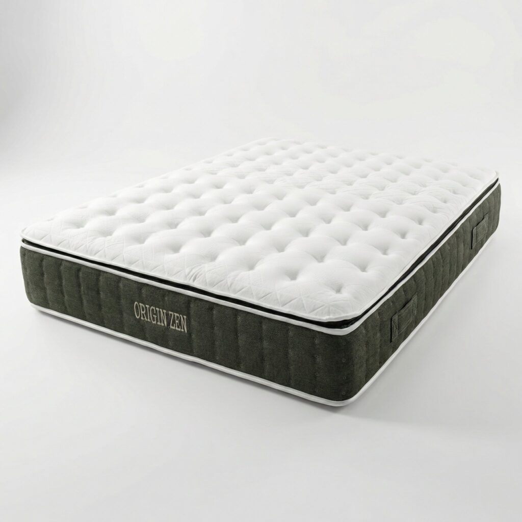 Matelas Bezen Origin Zen, vue de profil sur fond blanc