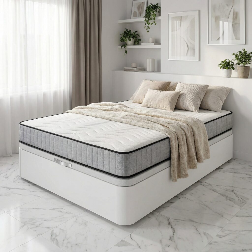 Matelas Bezen Pharma-Therapy Soja, installé sur un lit dans une chambre