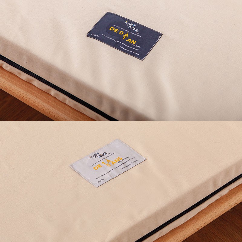 Le Petit Cosme Bébé Déhoussable : étiquettes des deux faces du matelas