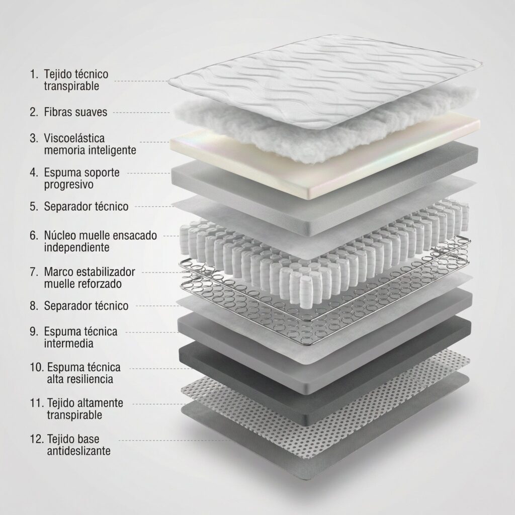 Matelas Bezen Génération Z, schéma des couches en coupe
