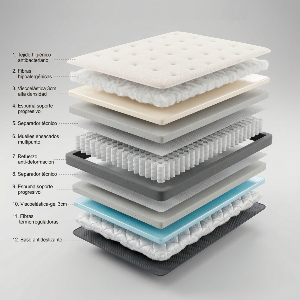 Matelas Bezen Zen Nirvana Gran Hotel, schéma des couches en coupe