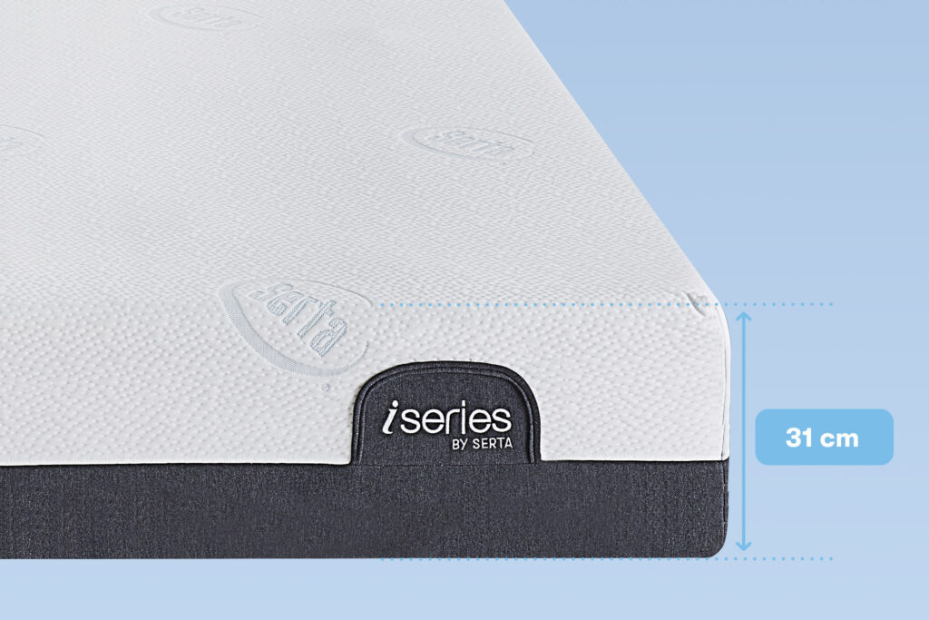 Serta Hybrid 3000 – angle du matelas avec l'indication de l'épaisseur de 31 cm