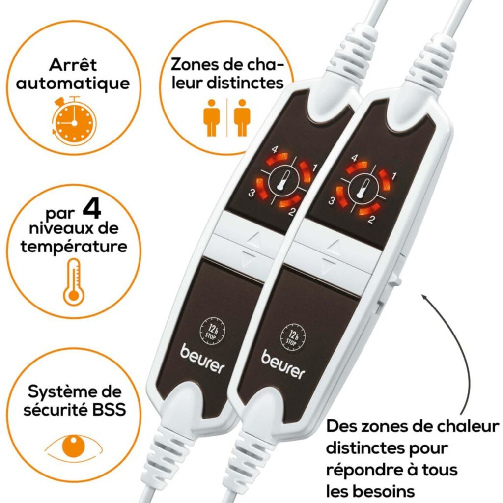 Les deux interrupteurs à quatre niveaux du Beurer UB 68 XXL
