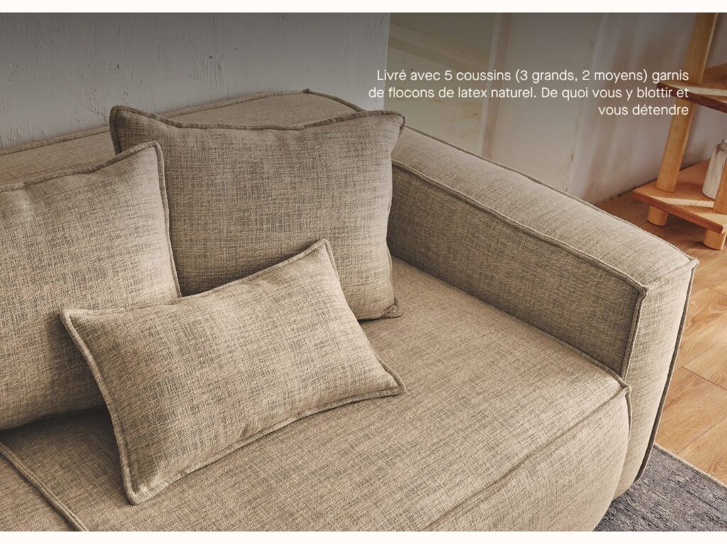 Coussins et tissu du canapé convertible Kipli FOLIA