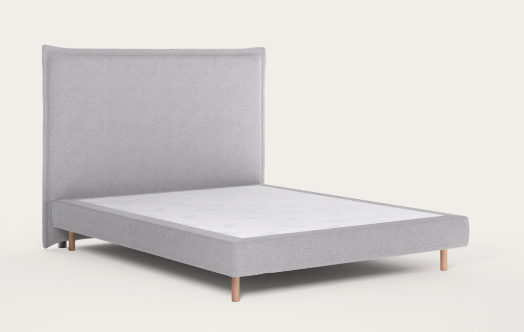 Lit Cocoon de Litier Français en coloris gris clair, vue de trois quarts