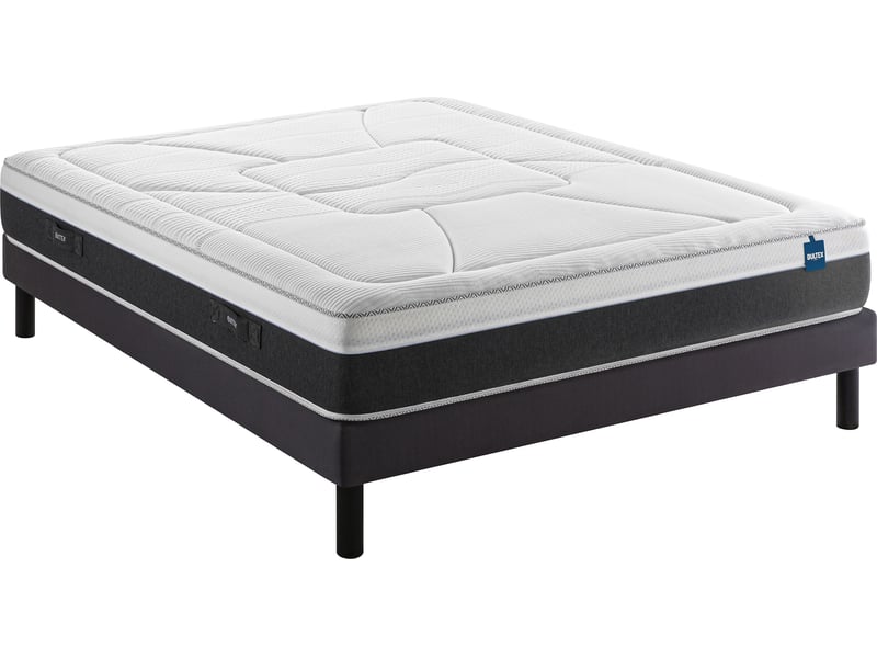 Matelas Bultex Air Fusion Hybride Tonique sur un sommier noir