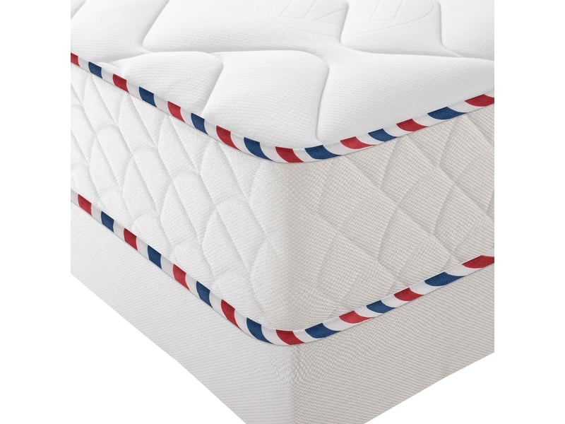 Angle et liseré tricolore du matelas Mérinos Maman Cool 2
