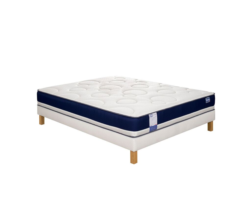 Matelas Simmons Oxygene's posé sur un sommier, vue de trois quarts