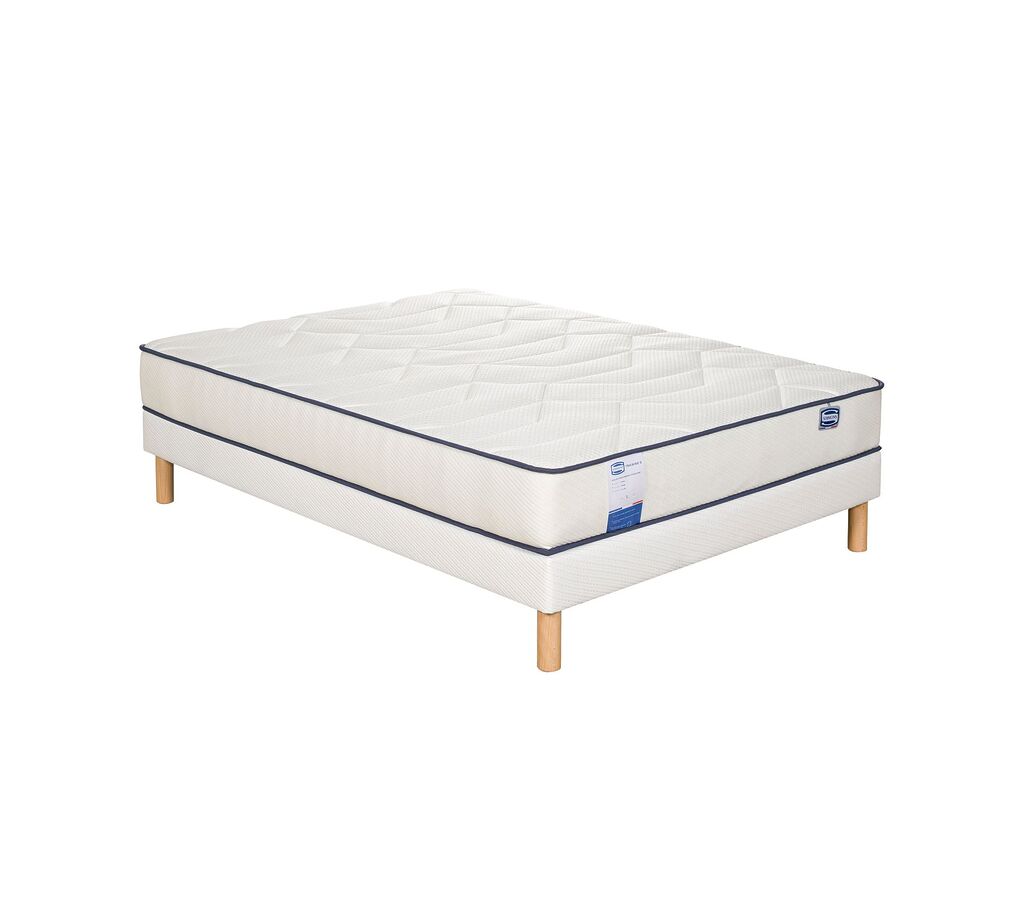 Matelas Simmons Training's posé sur un sommier, vue de trois quarts