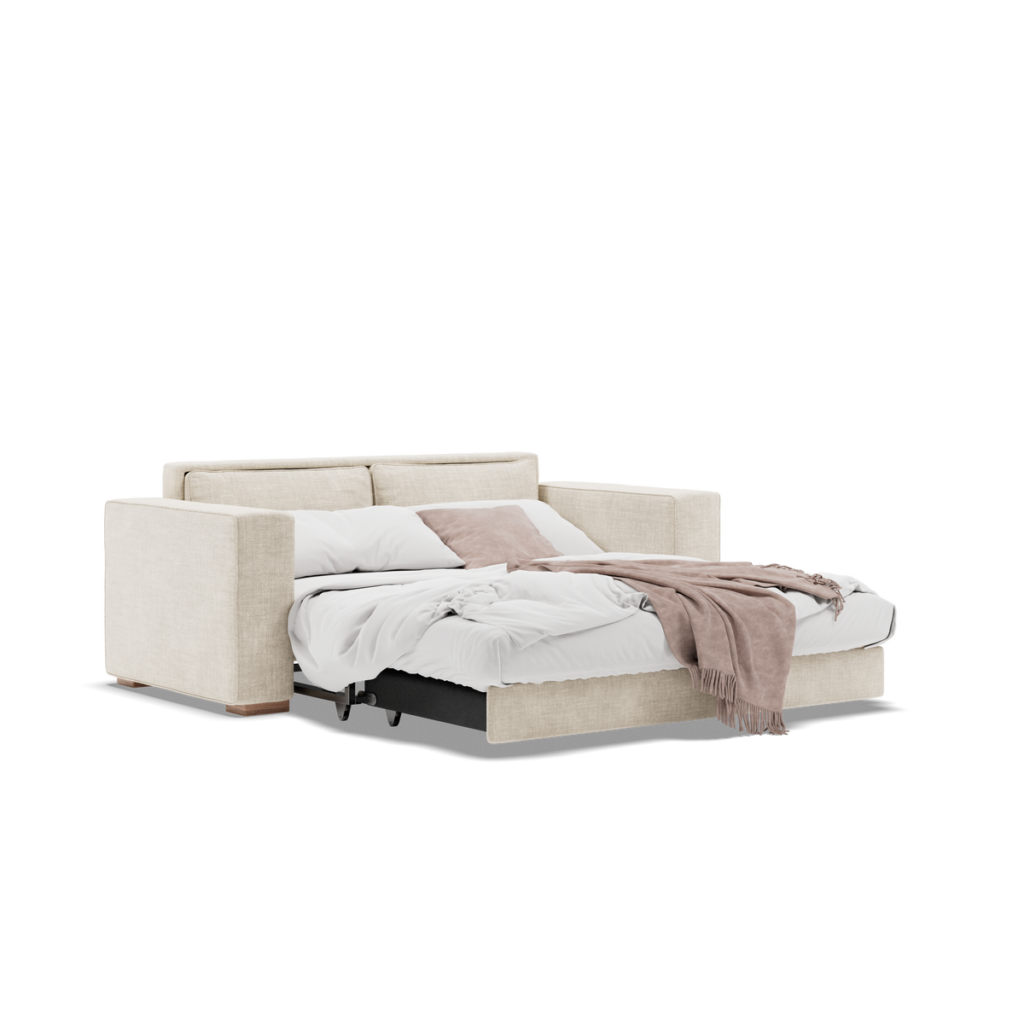 Canapé-lit Slome Milo ouvert, couchage de 160 cm déplié