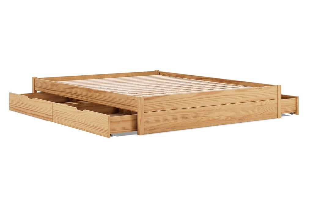 Sommier Leni de Slome version tiroirs, tiroirs sur roulettes sortis