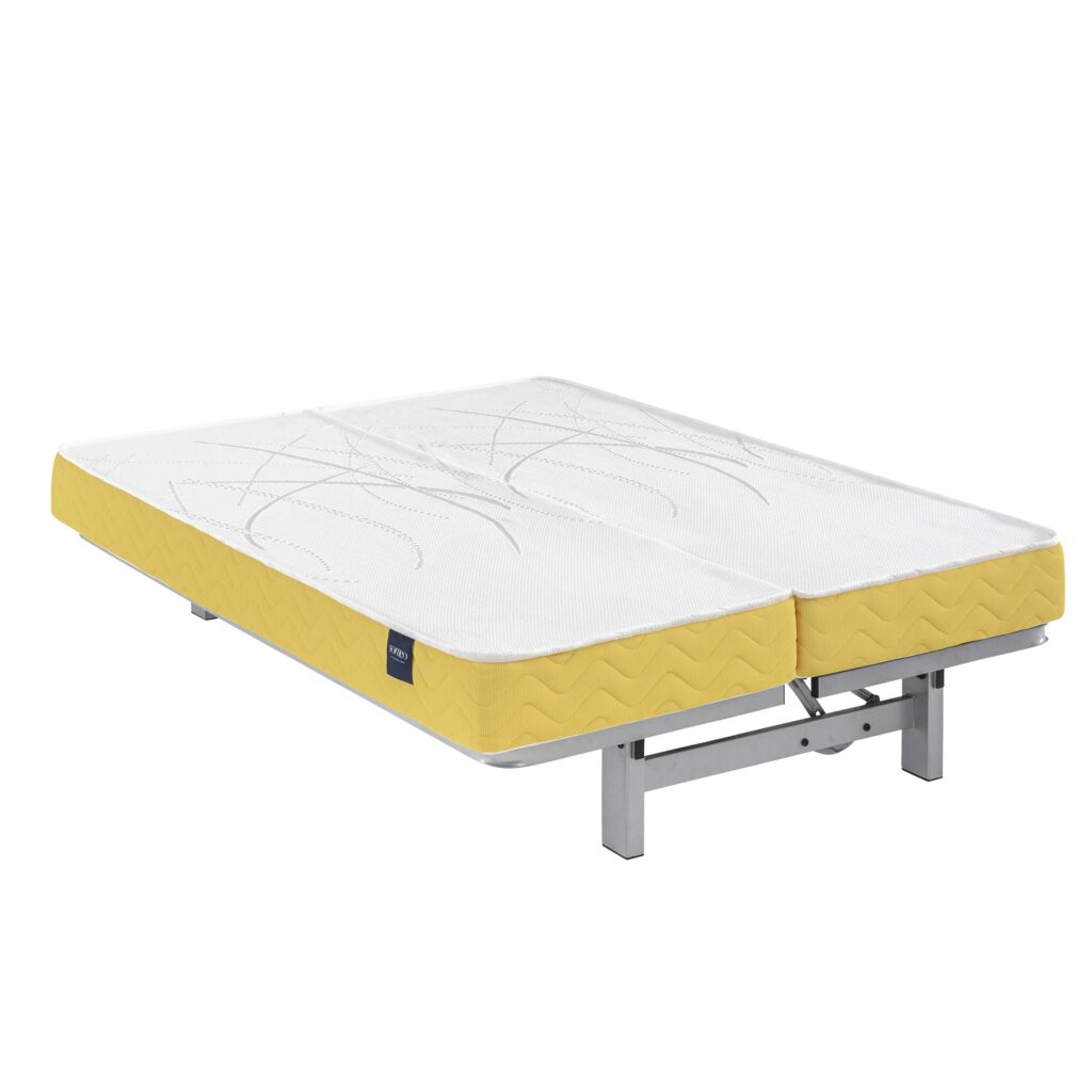 Matelas clic-clac Someo Aurore 400 posé sur une armature de banquette