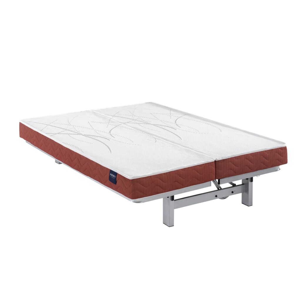 Matelas clic-clac Someo Crépuscule 400 posé sur une armature de banquette