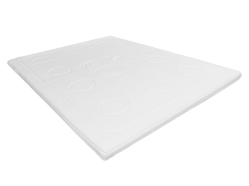 Surmatelas 8 Heures Memory 6 vu de trois quarts, housse matelassée